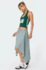Asymmetric Wrapped Denim Midi Skirt sold by Edikted