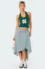 Asymmetric Wrapped Denim Midi Skirt sold by Edikted