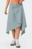Asymmetric Wrapped Denim Midi Skirt sold by Edikted