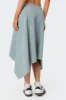 Asymmetric Wrapped Denim Midi Skirt sold by Edikted