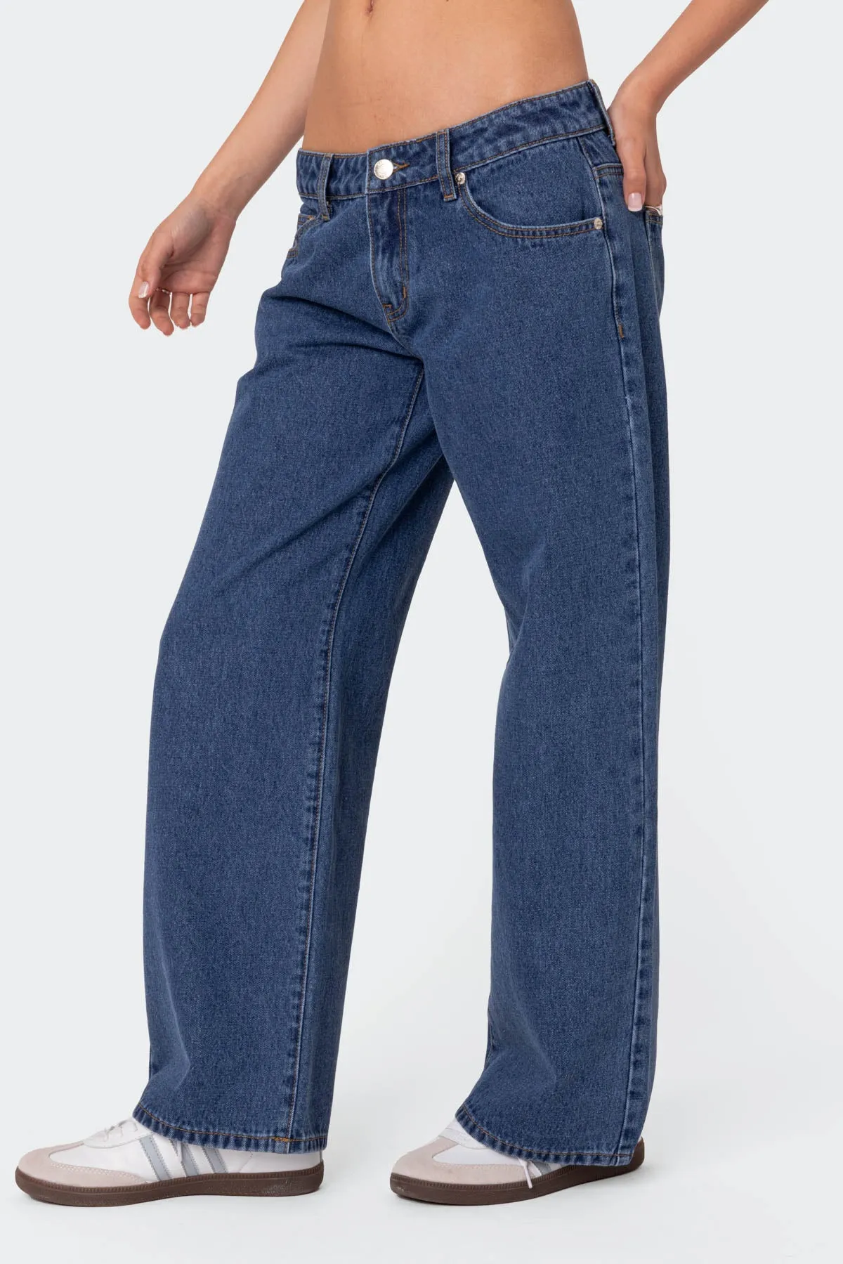 Petite Raelynn Washed Low Rise Baggy Jeans sold by Edikted product image thumbnail 4