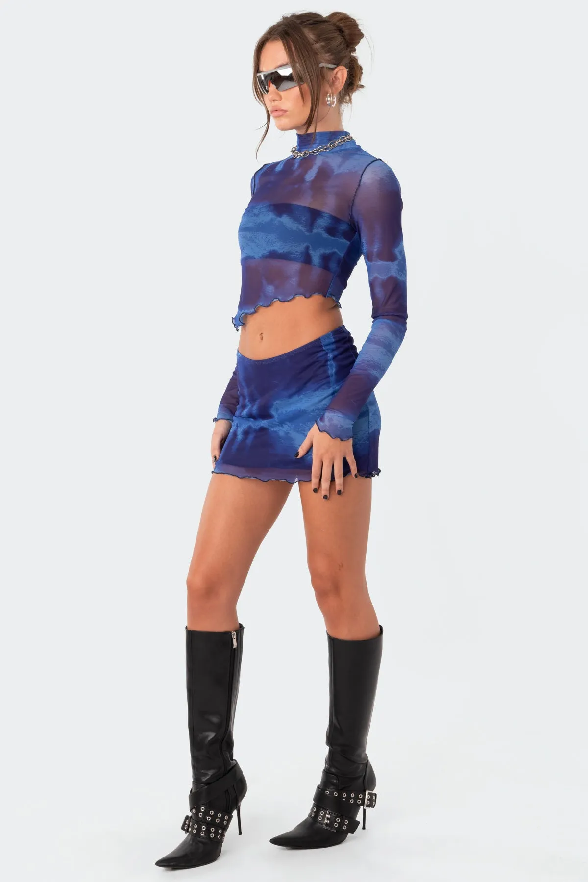 Nina Printed Mesh Top sold by Edikted product image thumbnail 3