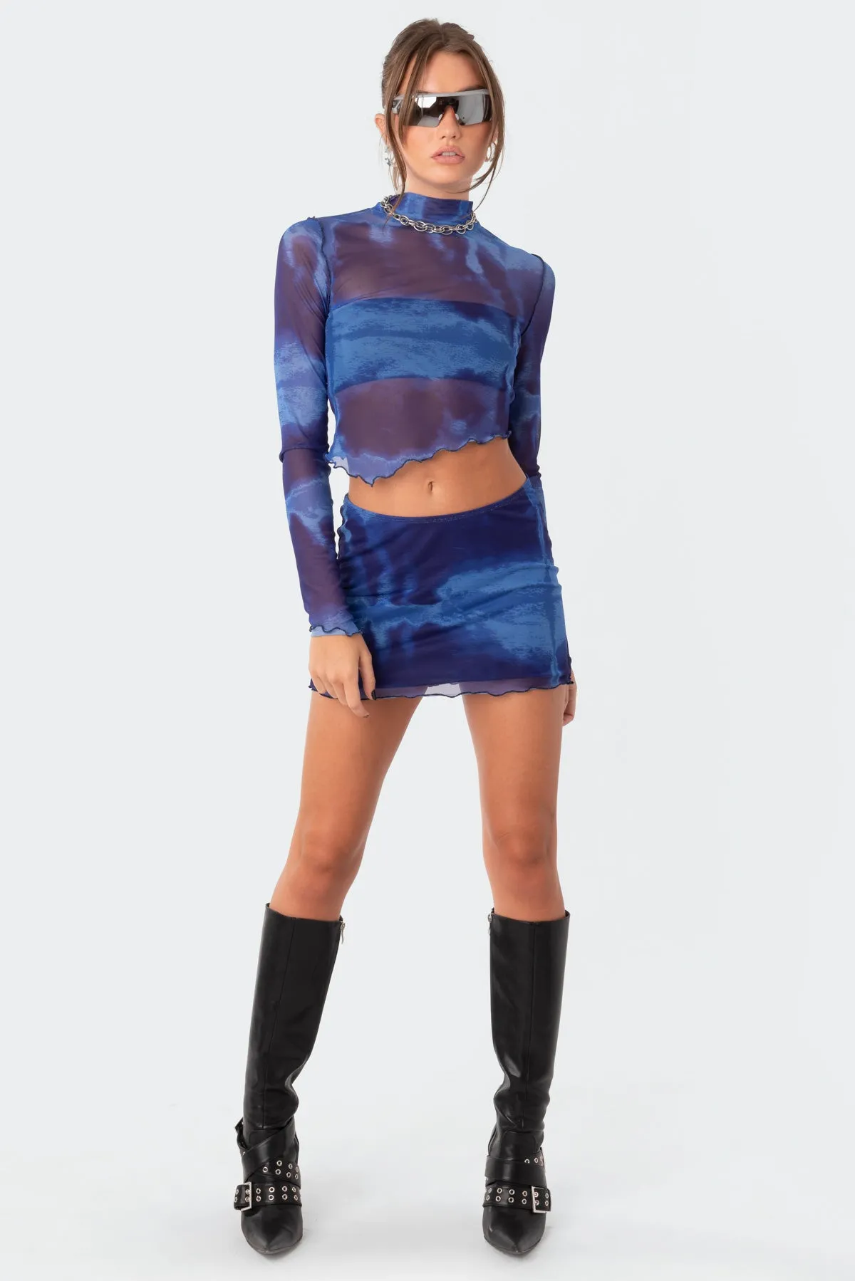 Nina Printed Mesh Top sold by Edikted product image thumbnail 5