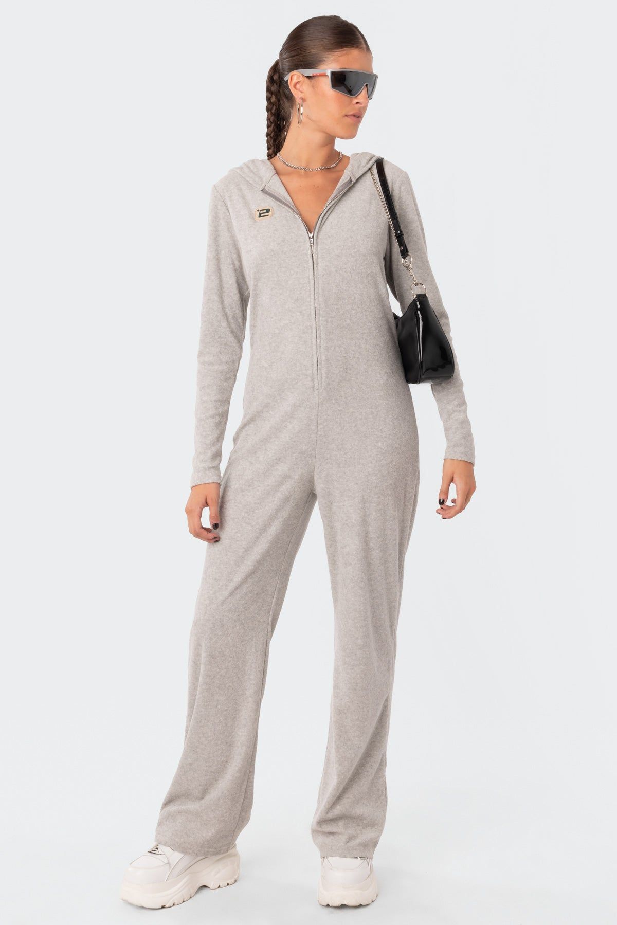 Terry Hooded Lounge Jumpsuit sold by Edikted