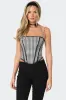 Gingham Lace Trim Corset sold by Edikted