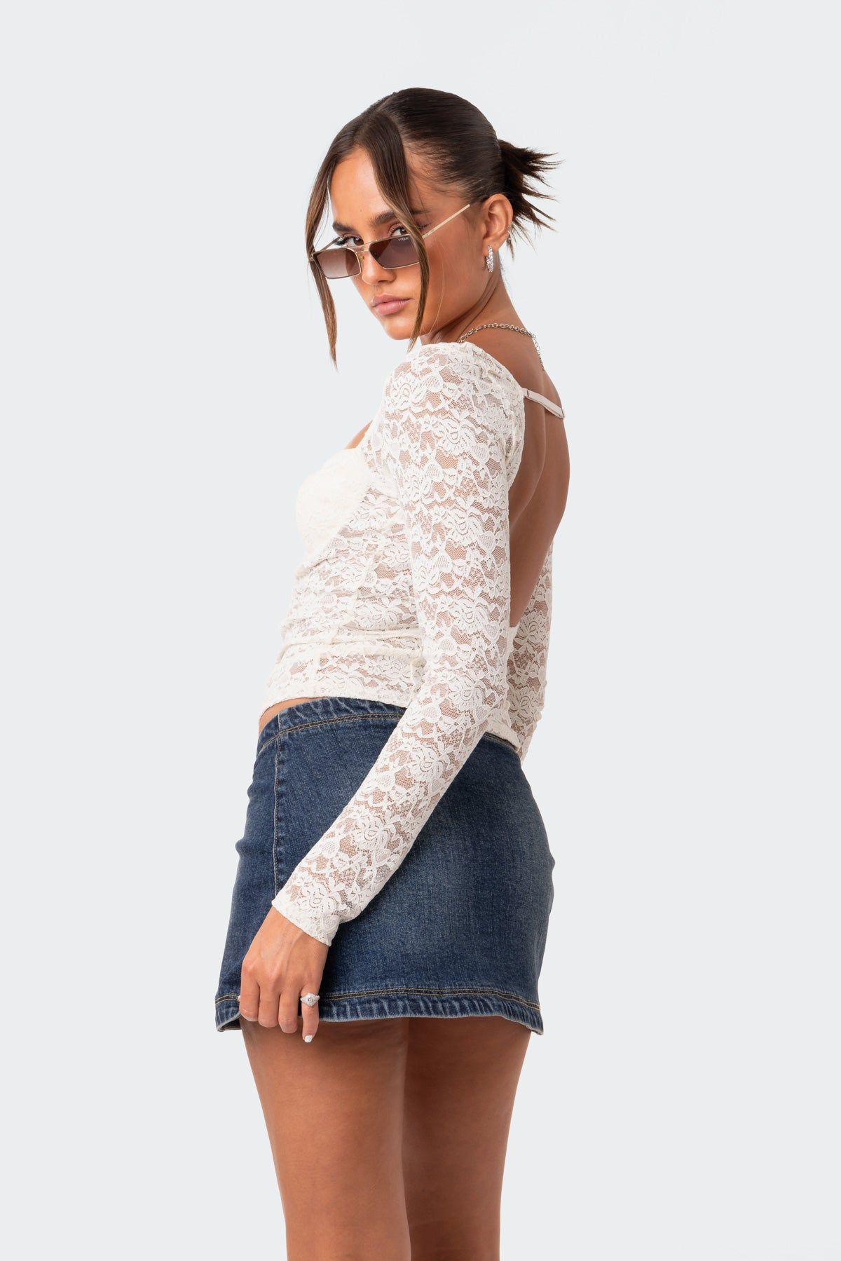 Lottie Lace Cup Open-Back Top sold by Edikted product image thumbnail 5