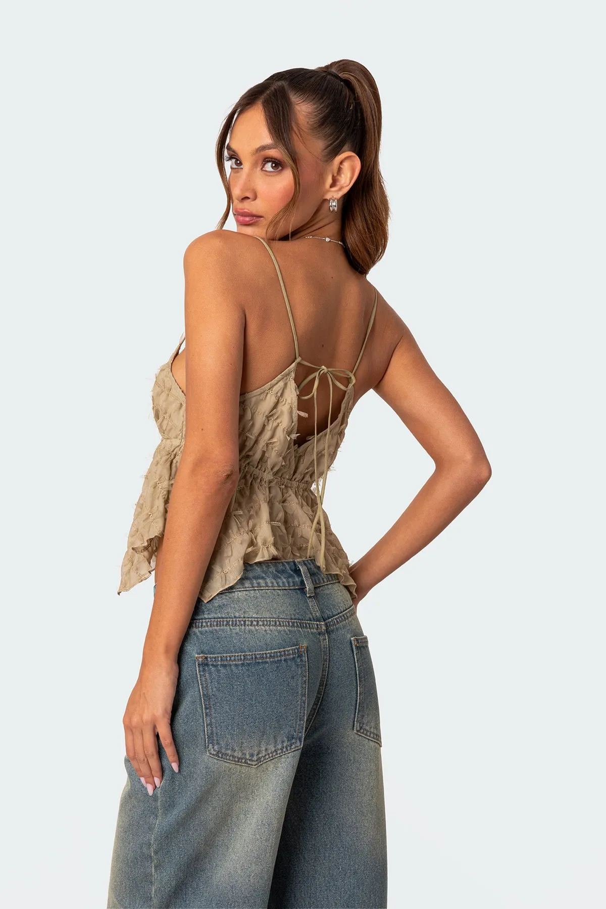 Flutter Frilled Tie Back Top sold by Edikted product image thumbnail 4