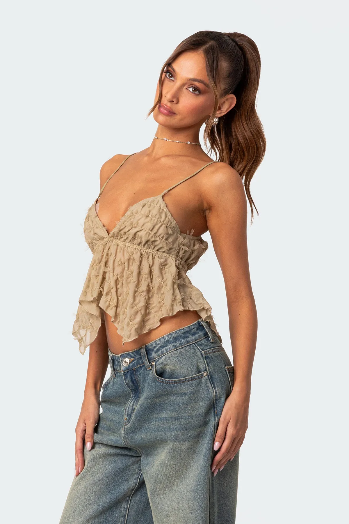 Flutter Frilled Tie Back Top sold by Edikted product image thumbnail 3