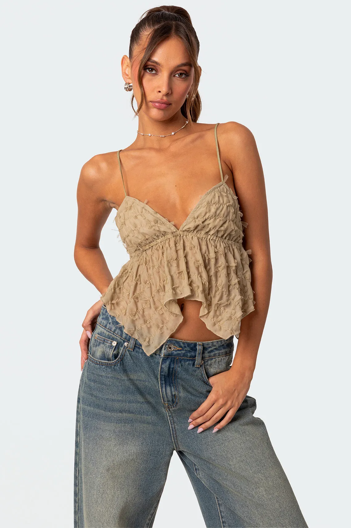 Flutter Frilled Tie Back Top sold by Edikted