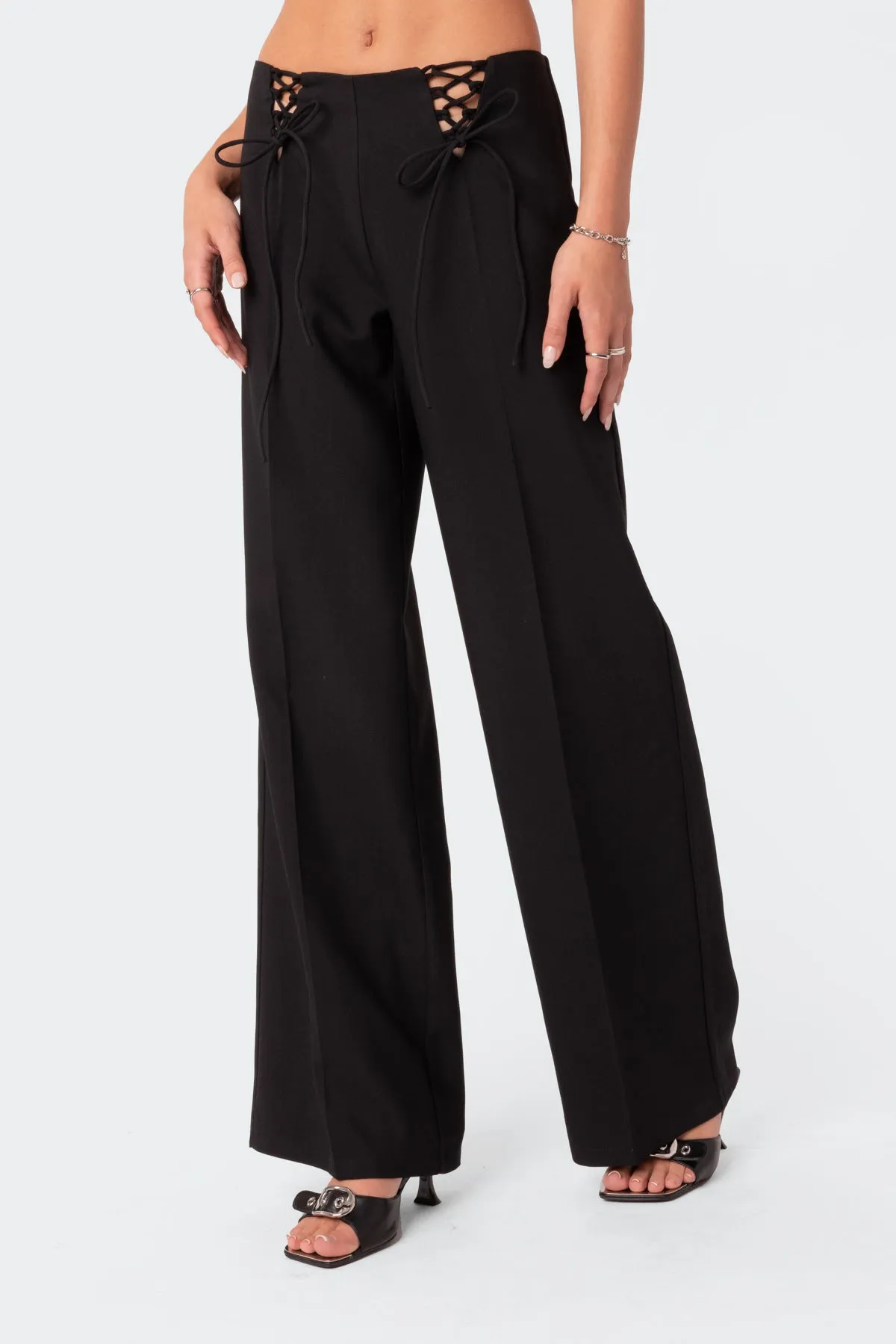 Abigail Lace Up Front Trousers sold by Edikted product image thumbnail 4
