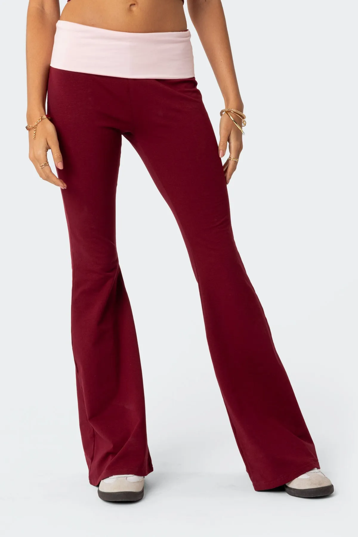 Contrast Fold Over Flared Leggings sold by Edikted product image thumbnail 2