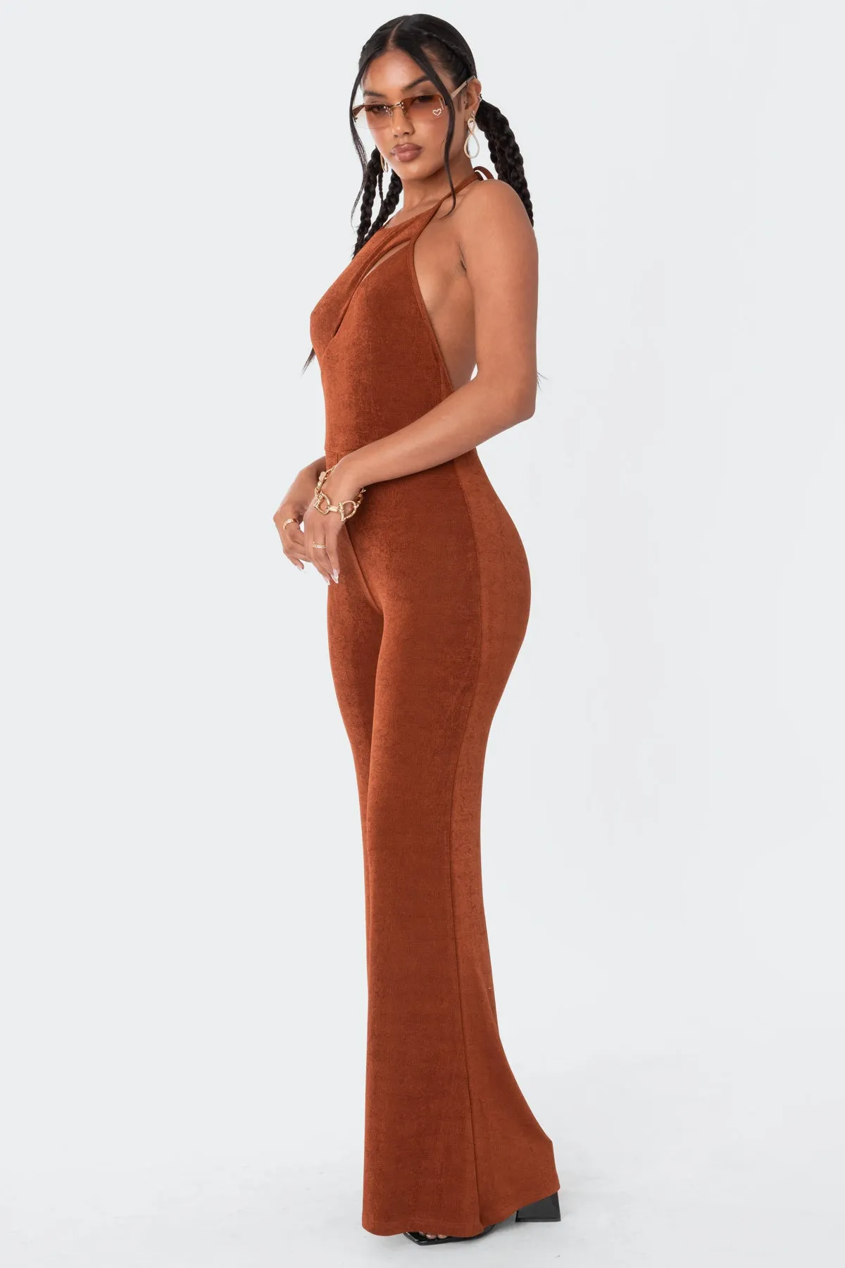 Kora Flared Open Back Jumpsuit sold by Edikted product image thumbnail 2