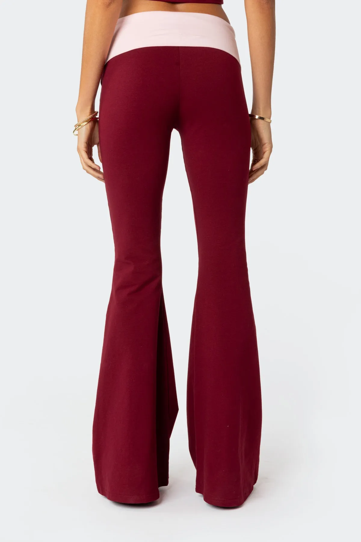 Contrast Fold Over Flared Leggings sold by Edikted product image thumbnail 4