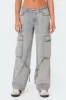 Via Low Rise Washed Denim Cargo Pants sold by Edikted