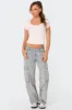 Via Low Rise Washed Denim Cargo Pants sold by Edikted