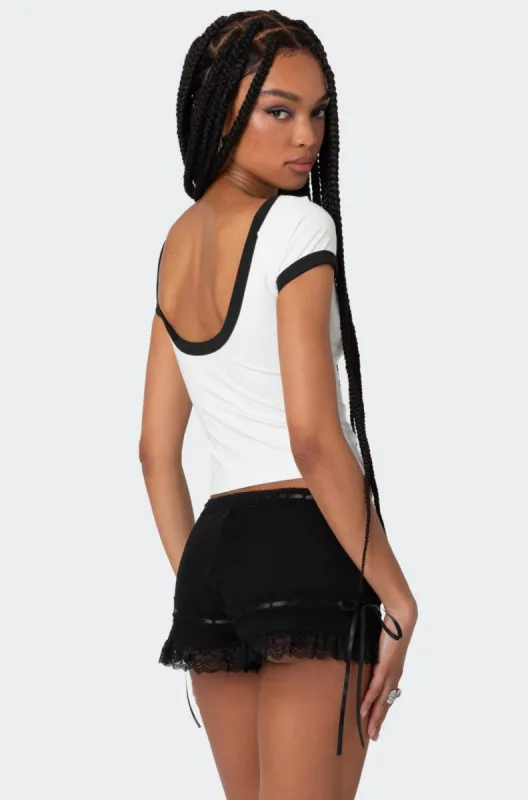 Low Back Contrast T Shirt sold by Edikted