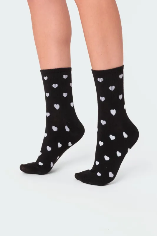 Heart Printed Socks made by Edikted