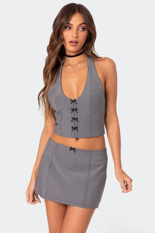 Take A Bow Halter Top sold by Edikted