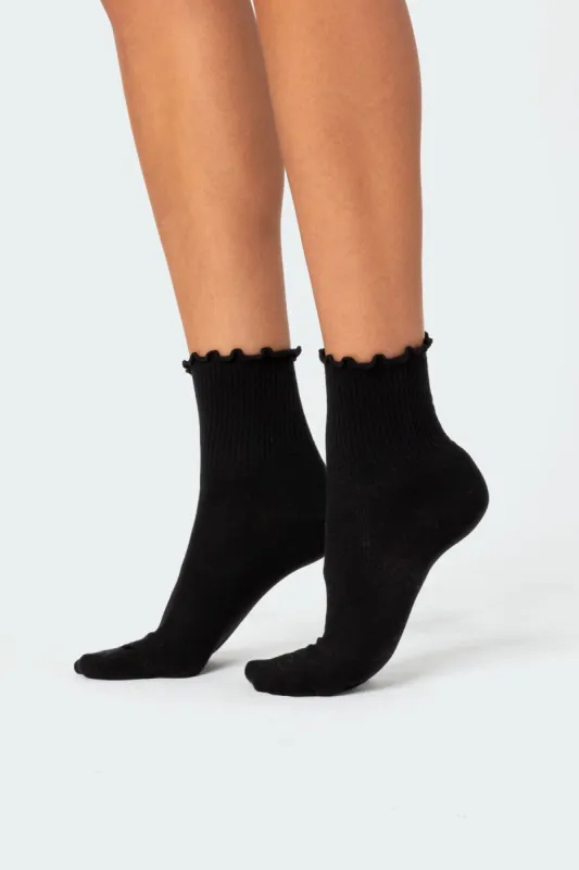 Frilled Hem Socks sold by Edikted