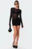 Bling Rhinestone Sheer Mesh Bodysuit sold by Edikted