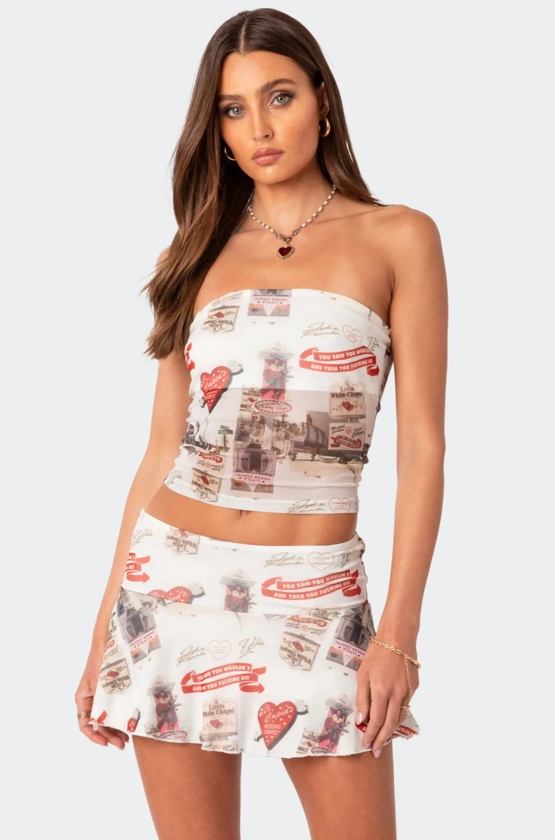 Hopeless Romantic Mesh Tube Top sold by Edikted