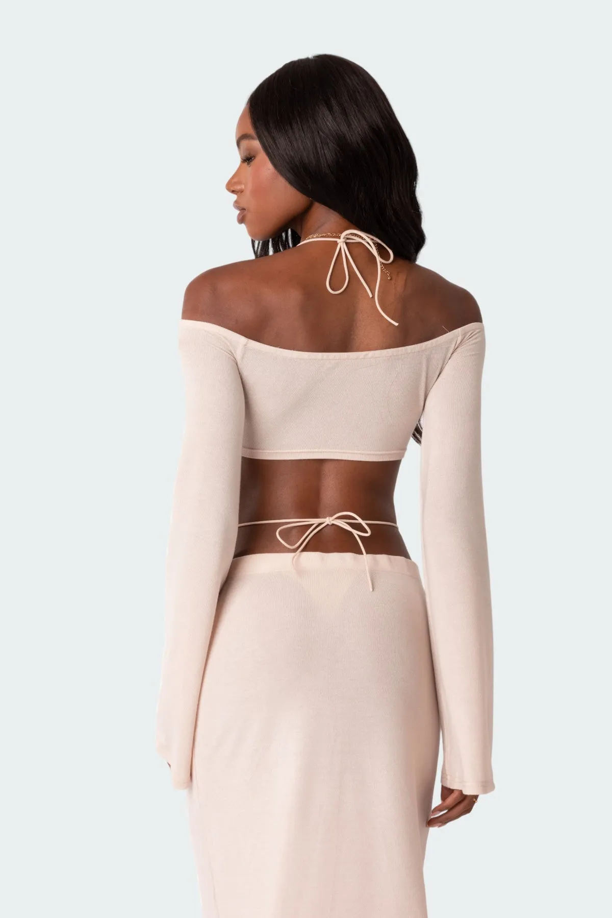 Celeste Off Shoulder Twist Crop Top sold by Edikted product image thumbnail 4