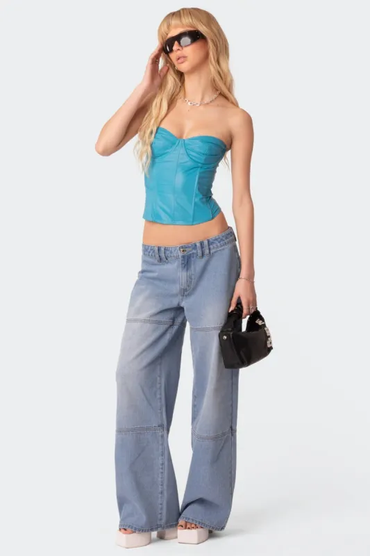Seams To B Low Rise Wide Leg Jeans sold by Edikted