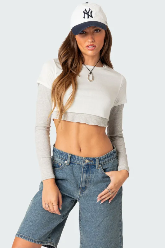 Layered Long Sleeve T Shirt sold by Edikted