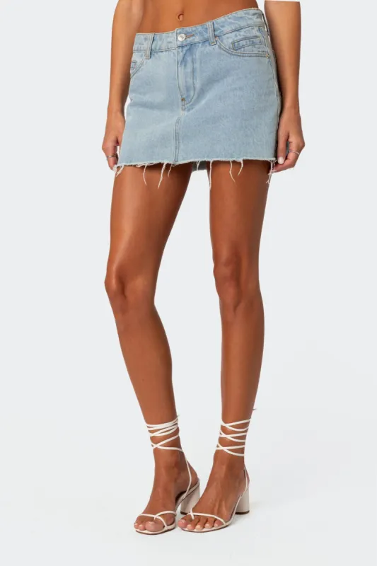 Jessie Denim Mini Skirt sold by Edikted