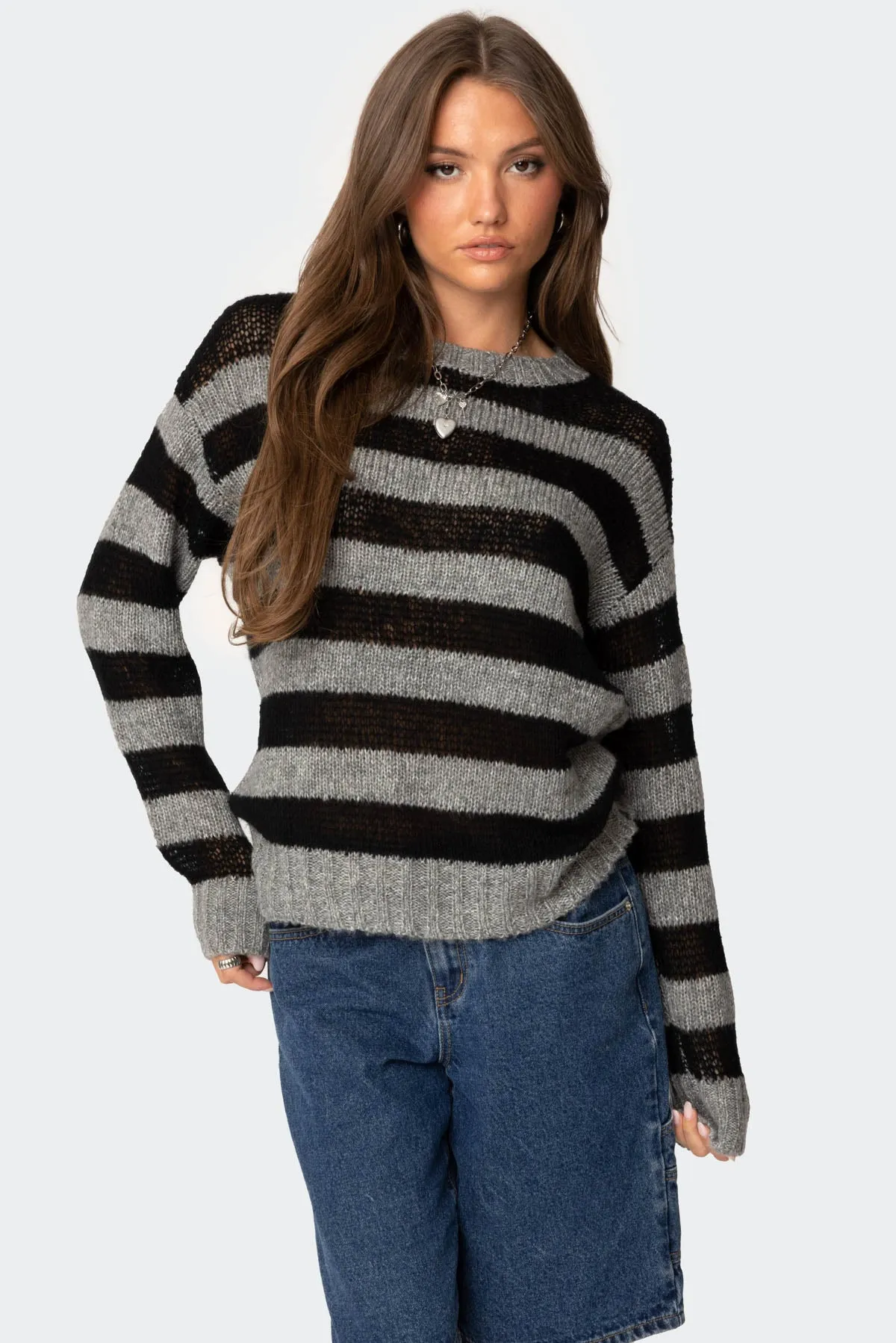 Light Knit Striped Sweater sold by Edikted