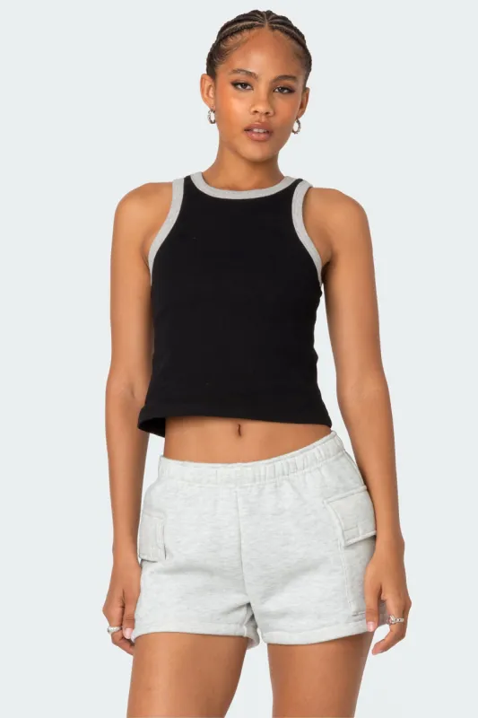 Wes Contrast Ribbed Tank Top sold by Edikted
