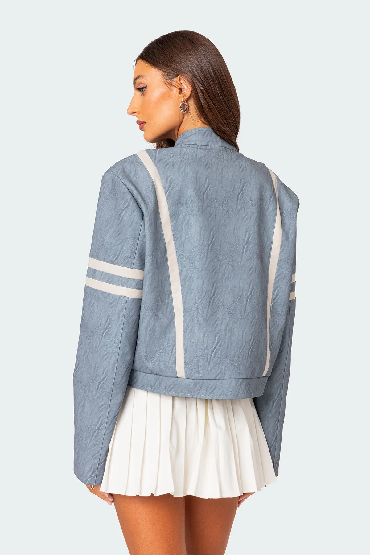 Rockstar Oversized Faux Leather Jacket sold by Edikted product image thumbnail 5