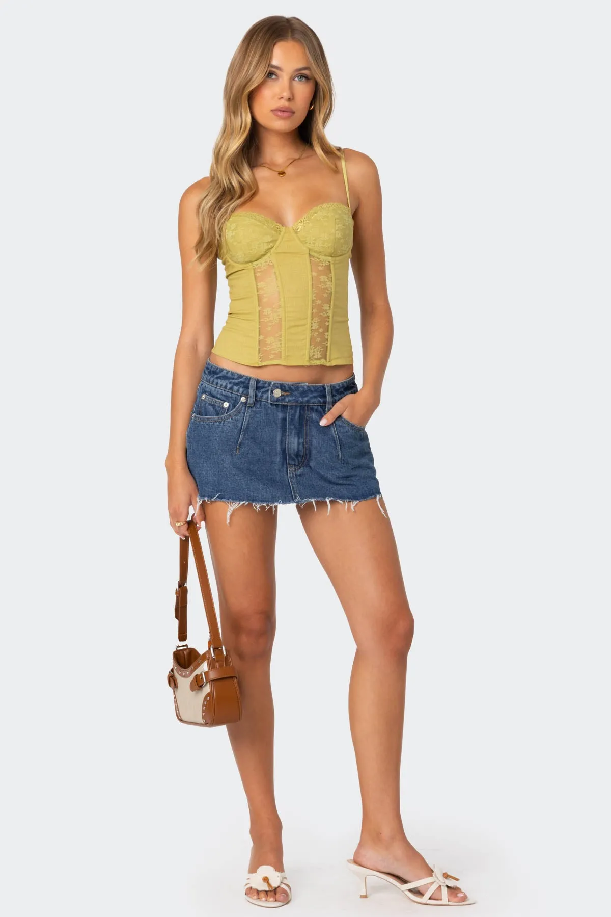 Avena Linen Look Lacey Corset sold by Edikted product image thumbnail 2