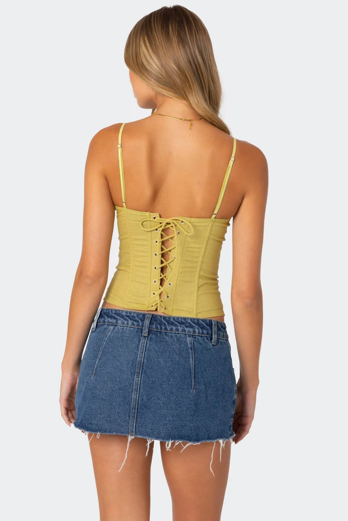 Avena Linen Look Lacey Corset sold by Edikted product image thumbnail 5