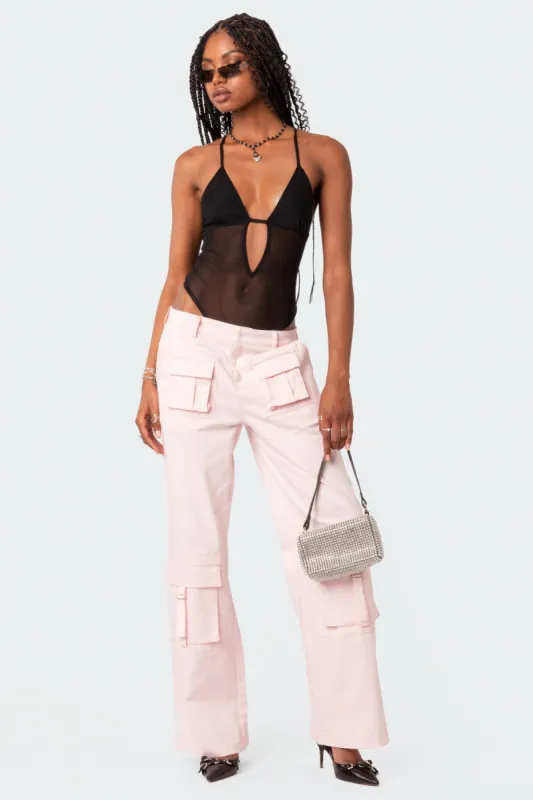 Alva Open Back Sheer Mesh Bodysuit sold by Edikted