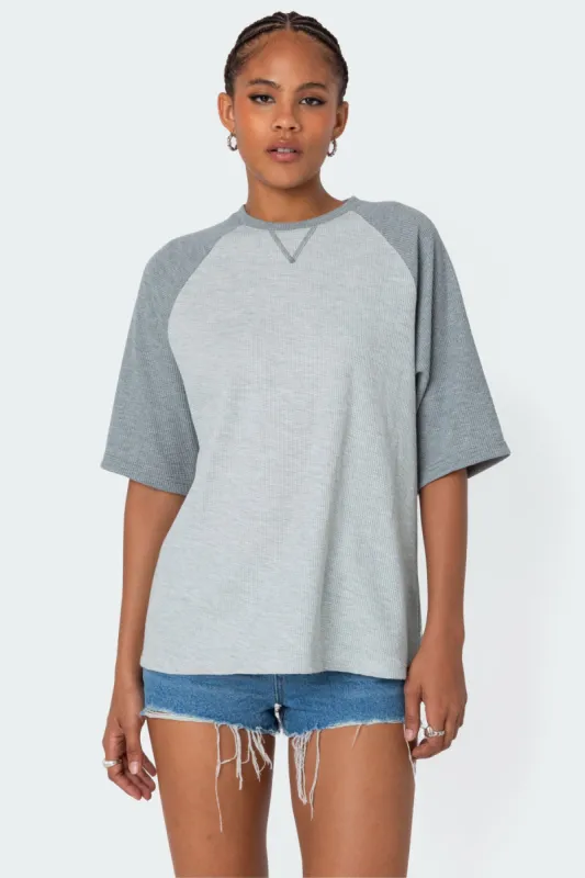 Oversized Raglan Waffle T Shirt sold by Edikted