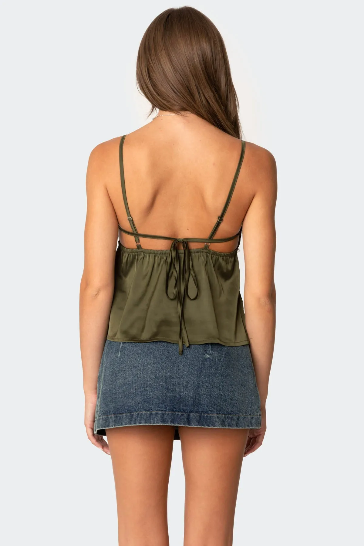 Blanca Satin Effect Lace Trim Tank Top sold by Edikted product image thumbnail 5