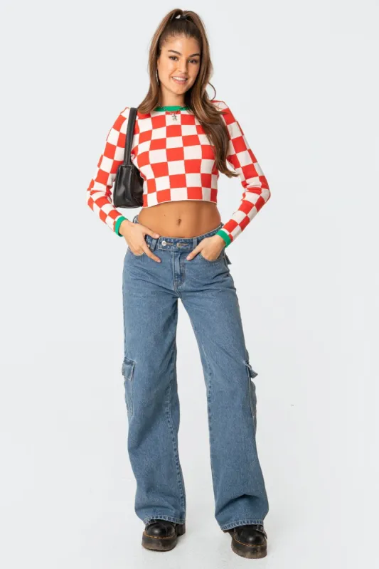 Check Yourself Knitted Top sold by Edikted