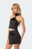 Daina Satin Effect Open-Back Crop Top sold by Edikted