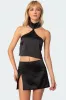Daina Satin Effect Open-Back Crop Top sold by Edikted