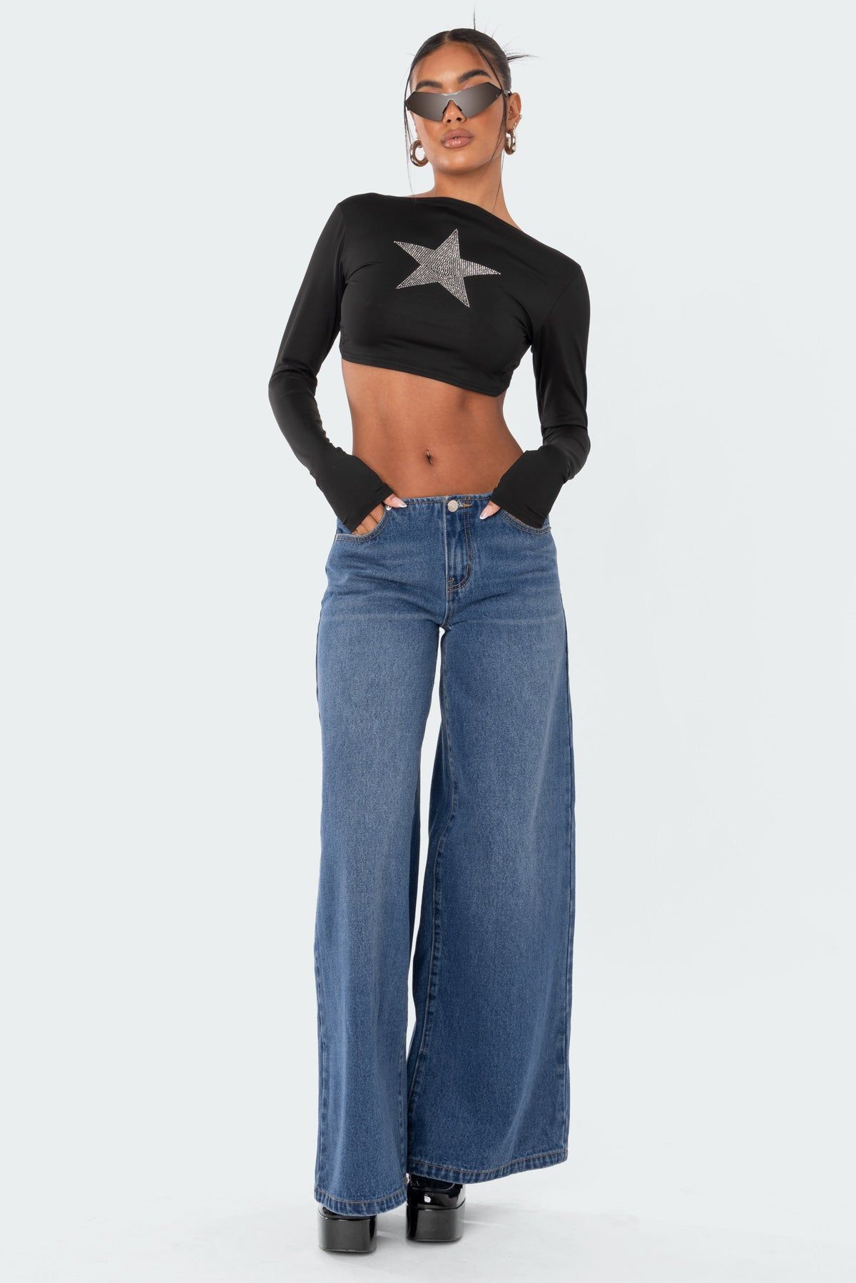 Starlight Open-Back Rhinestone Crop Top sold by Edikted product image thumbnail 5