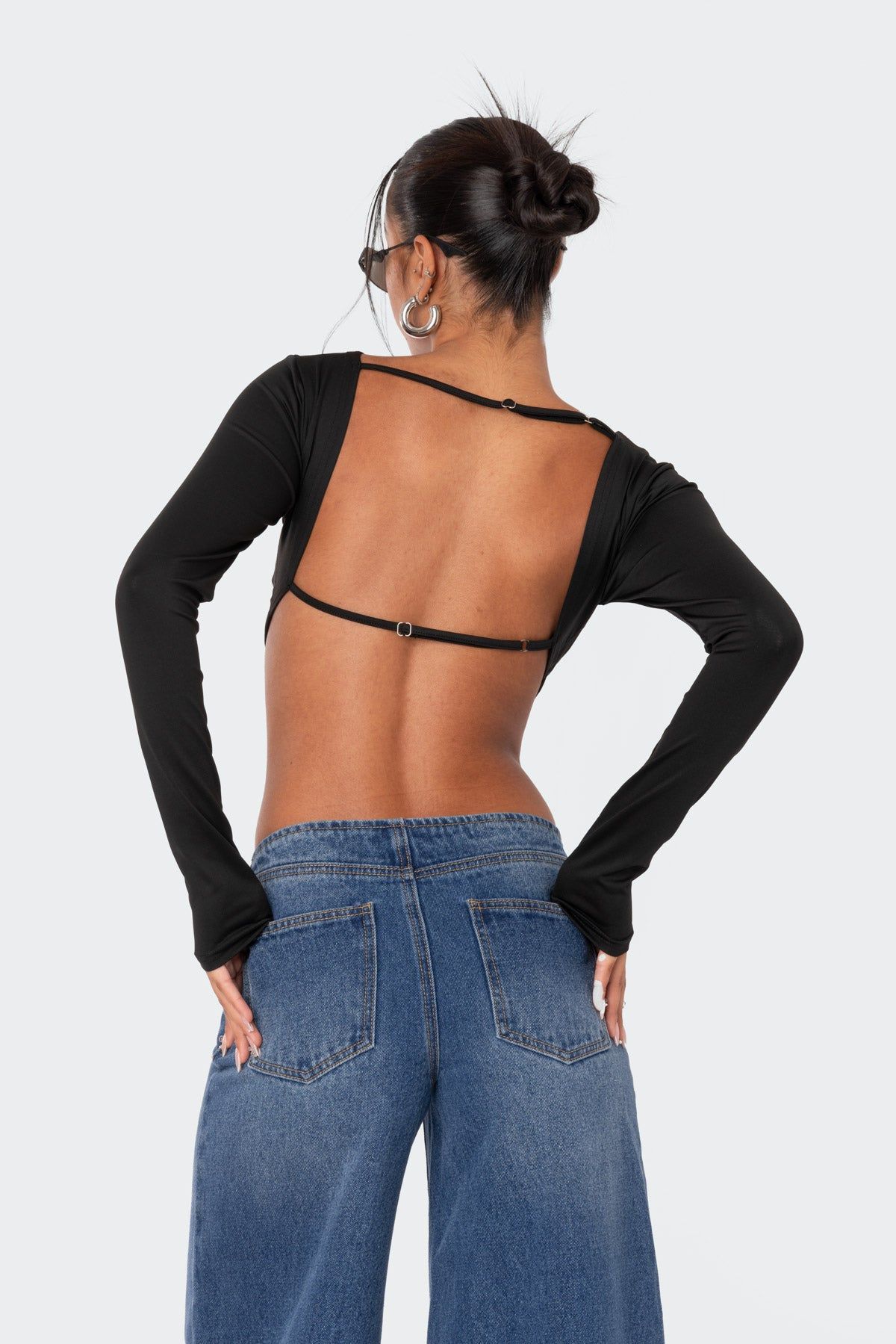 Starlight Open-Back Rhinestone Crop Top sold by Edikted product image thumbnail 4