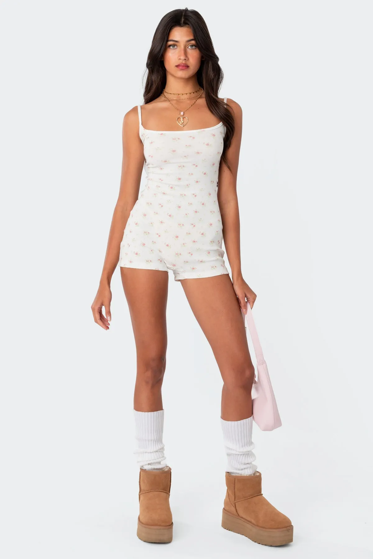 Ditsy Open Back Tie Romper sold by Edikted