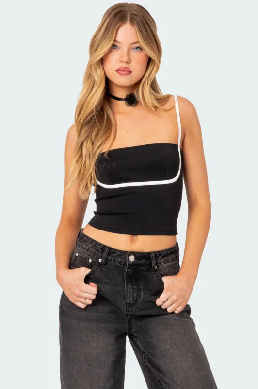 Yang Contrast Strap Tank Top sold by Edikted