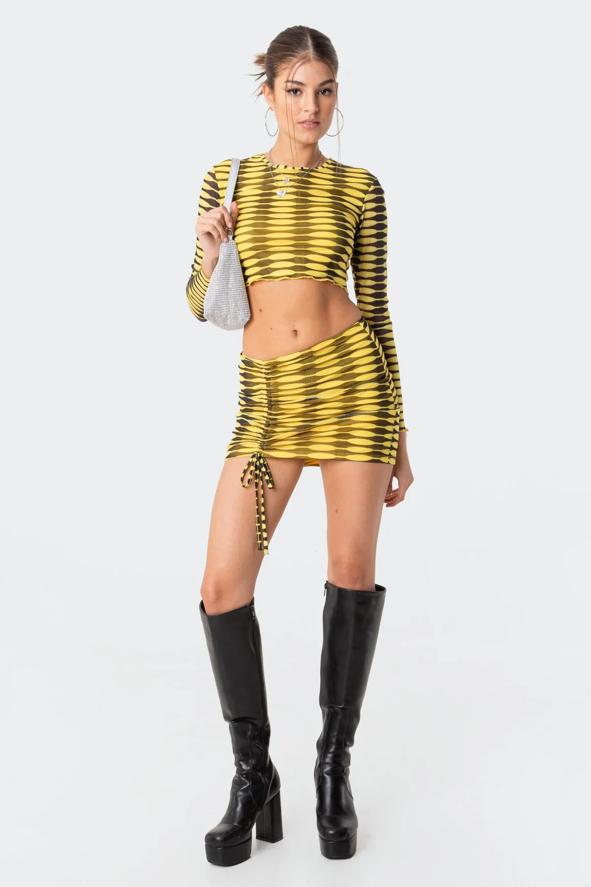 Anisa Drawstring Mesh Mini Skirt sold by Edikted