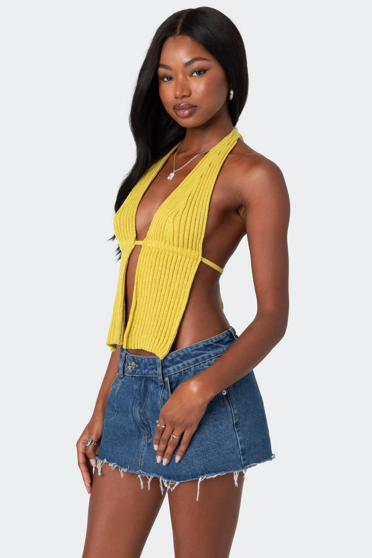 Caraway Ribbed Knit Split Front Top sold by Edikted product image thumbnail 3