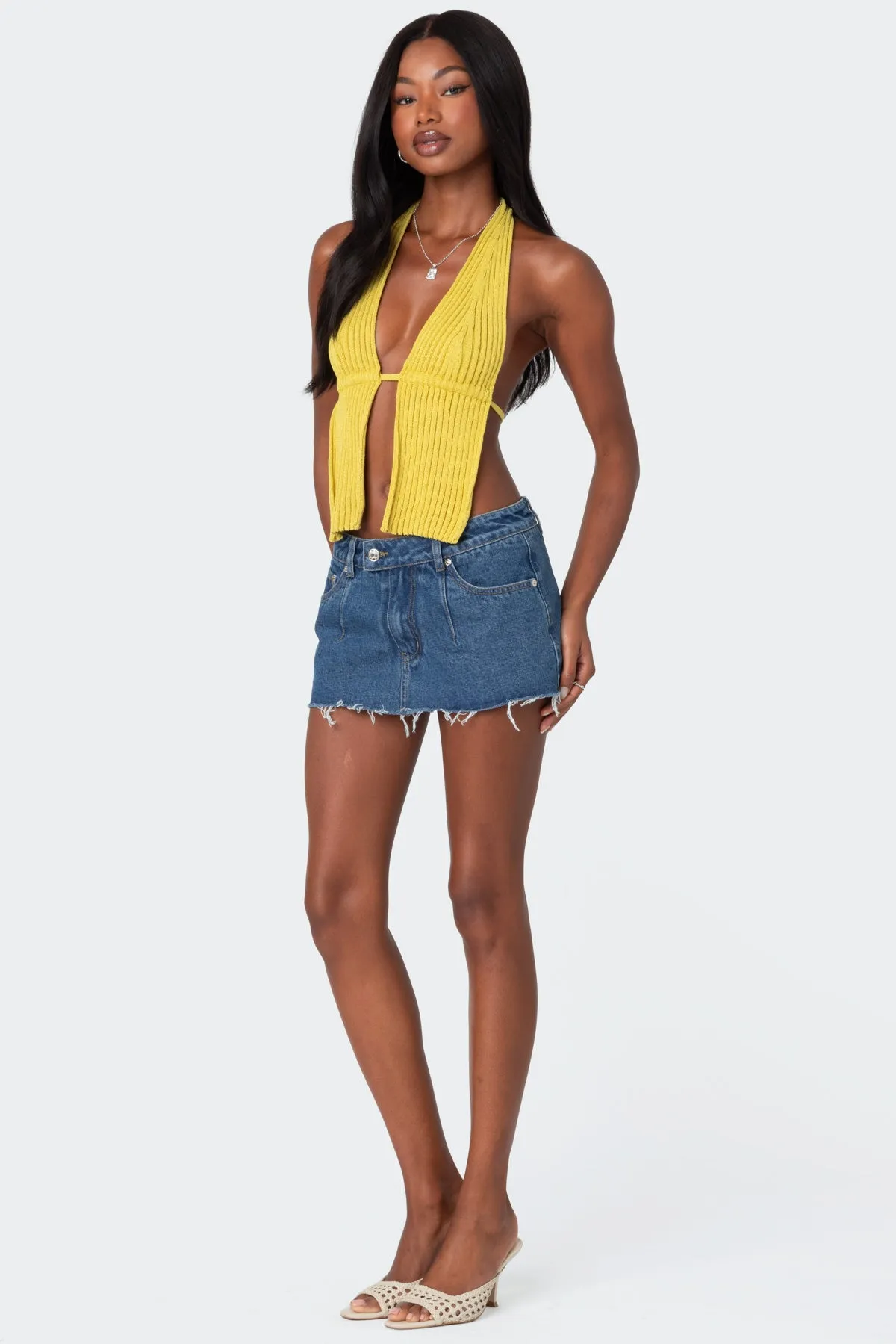 Caraway Ribbed Knit Split Front Top sold by Edikted product image thumbnail 2