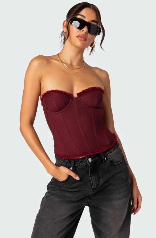 Deirdre Mesh Lace Up Corset sold by Edikted