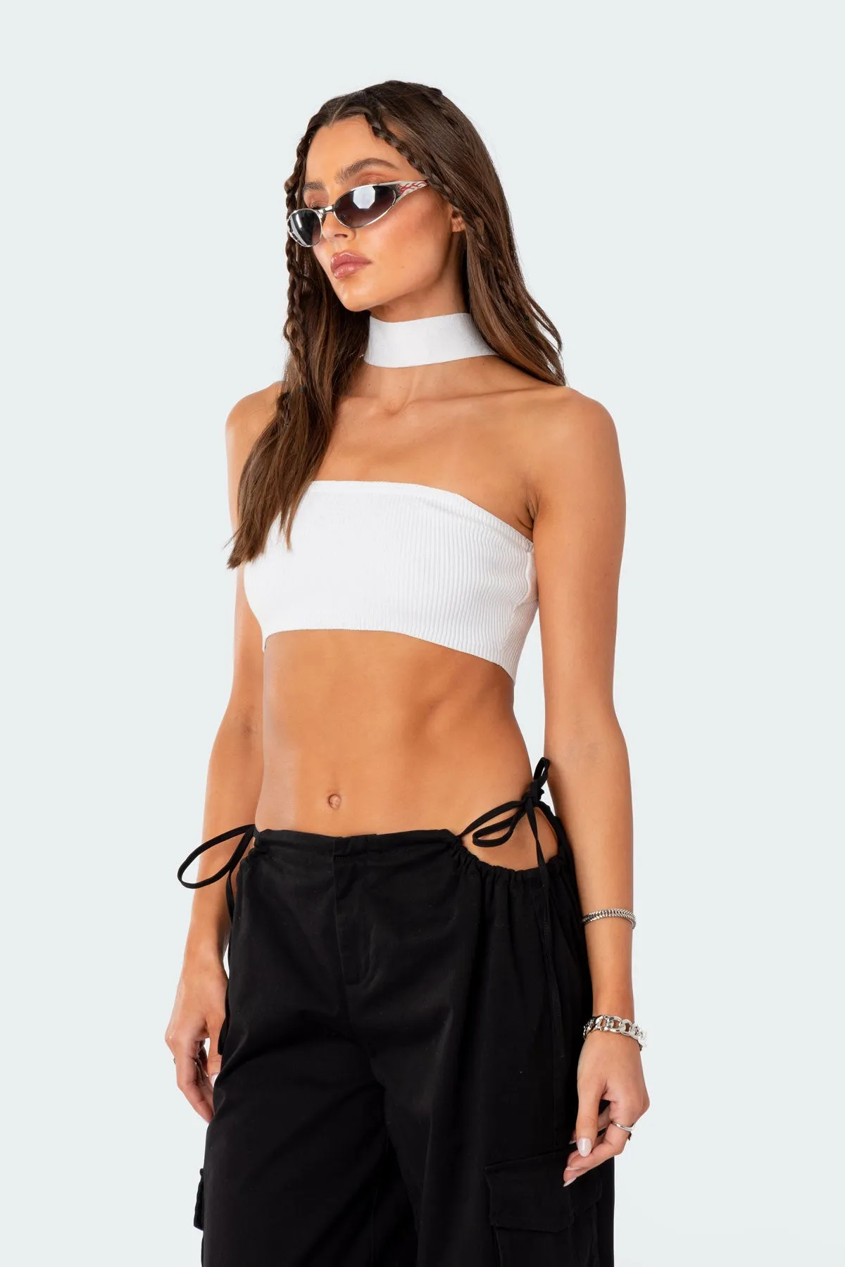 Westy Ribbed Choker Bandeau Top sold by Edikted product image thumbnail 3