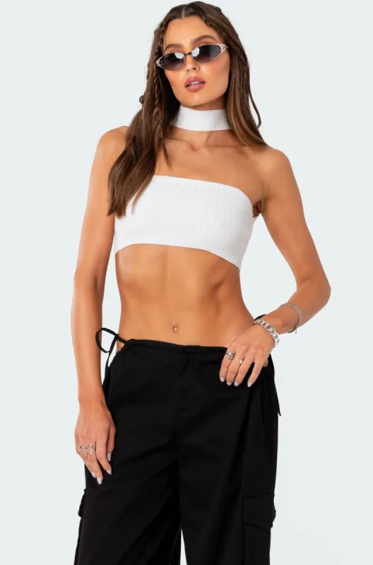 Westy Ribbed Choker Bandeau Top sold by Edikted